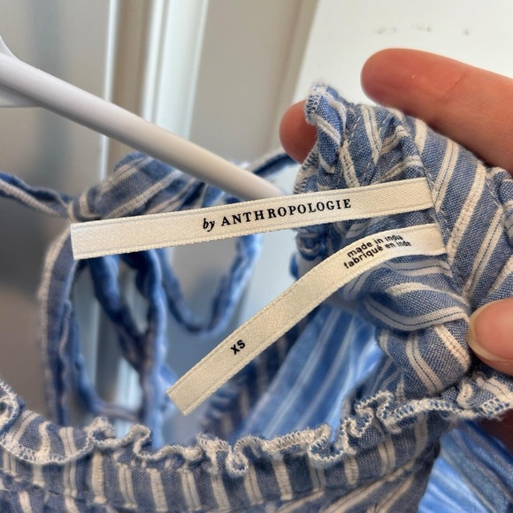 Anthropology Uli Ruffled Blouse Size XS Blue and White - Picture 5 of 9